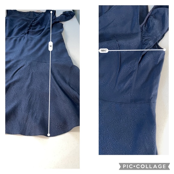 Rebecca Taylor Small Dress Women’s Silk Blue Cold Shoulder Ruffle Shift - Picture 12 of 15